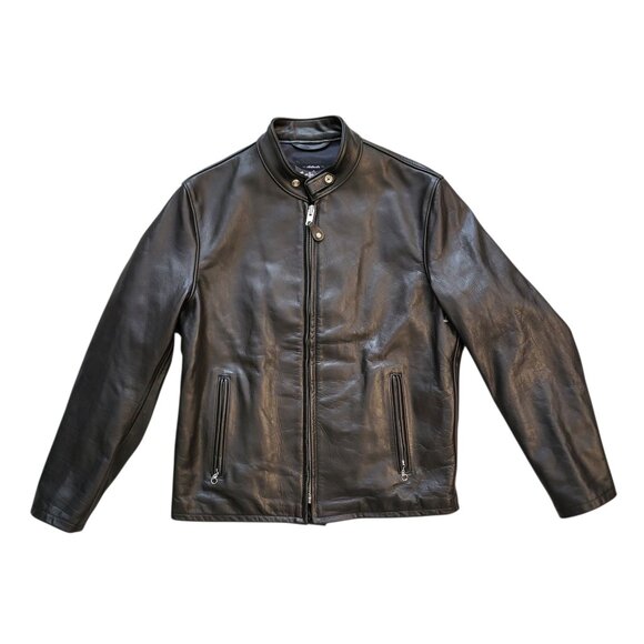 Schott 654 Cowhide Casual Racer Leather Jacket in Black Men's Size XL